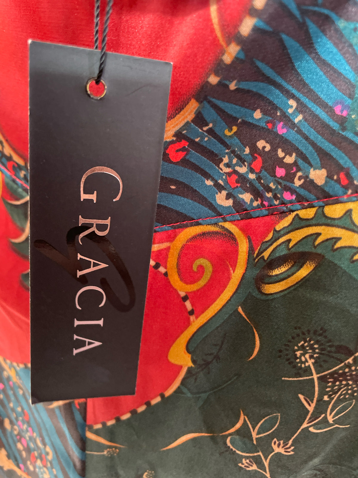 GRACIA Size MED Red/Multi Print Wide Leg NWT PANTS
