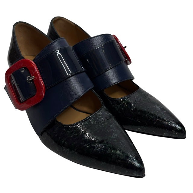JOHN FLUEVOG Size 7 Navy/Red SHOE