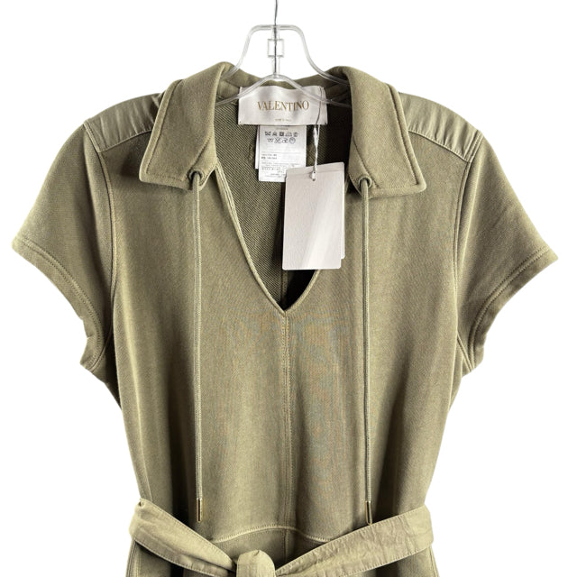 VALENTINO Size 40 Olive Collar Short Sleeve Polyester NWT DRESS