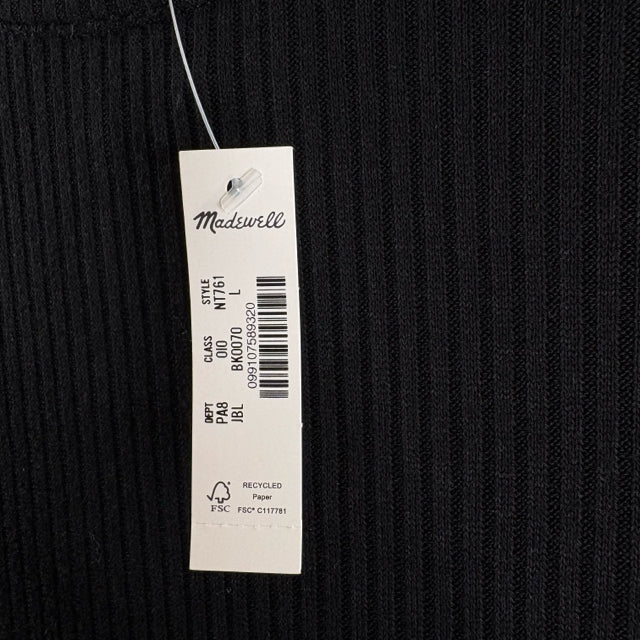 MADEWELL Size LARGE Black Long Sleeve Ribbed NWT SWEATER