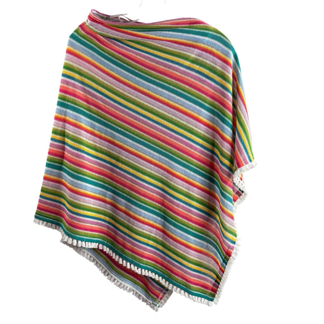 SARA CAMPBELL Pink/Multi Tassels NWT PONCHO