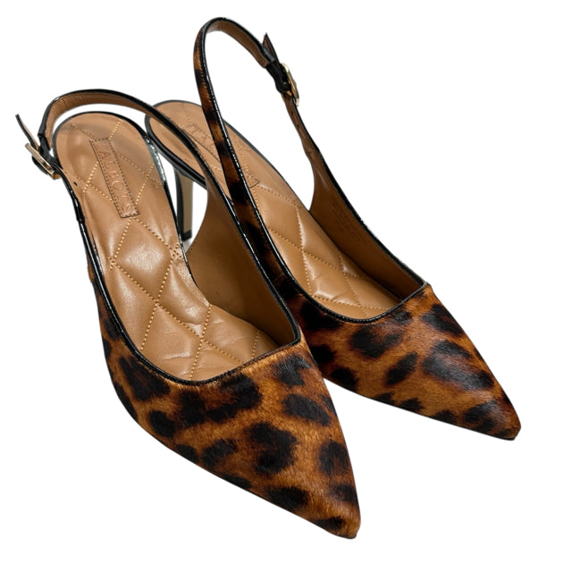 TALBOTS Size 9 1/2 Brown/Black Sling Calf Hair SHOE