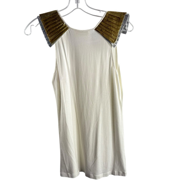 TORN by RONNY KOBO Size LARGE White/Gold Sleeveless TOP