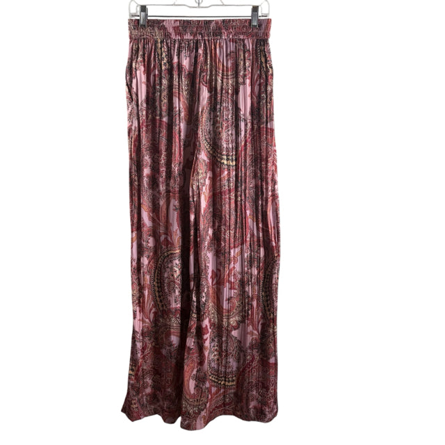L'AGENCE Size SMALL Pink/Multi Paisley Elastic Waist Polyester NWT PANTS