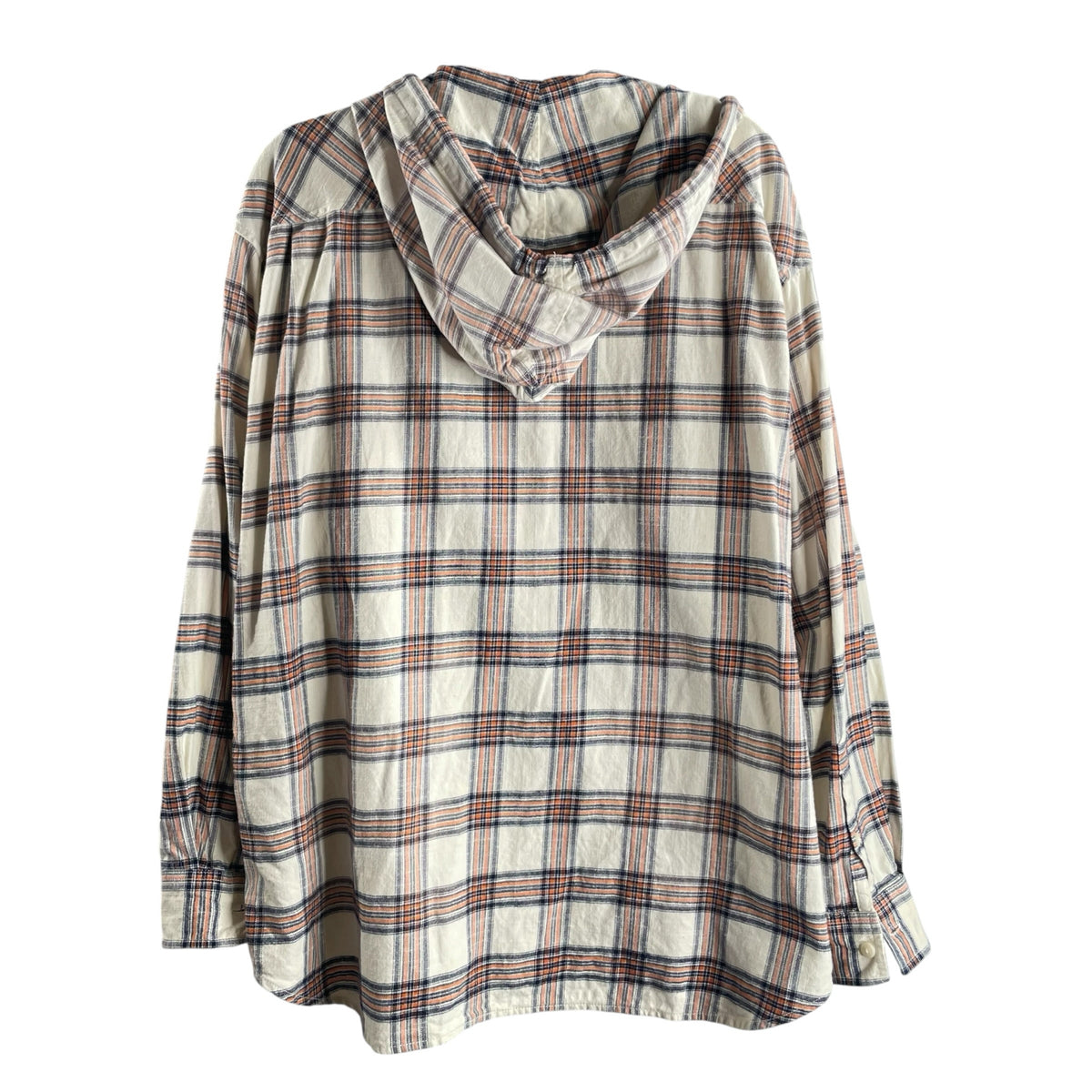 DIESEL Size 46 Cream/Multi Plaid Long Sleeve Hoodie TOP