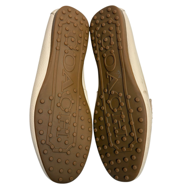 COACH Size 8 Cream Loafer Leather SHOE