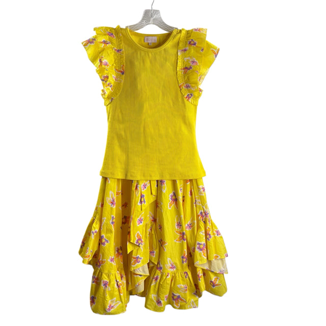 ALIVIA Size EURO 38 Yellow Floral Short Sleeve Cotton NWOT 2PC DRESS