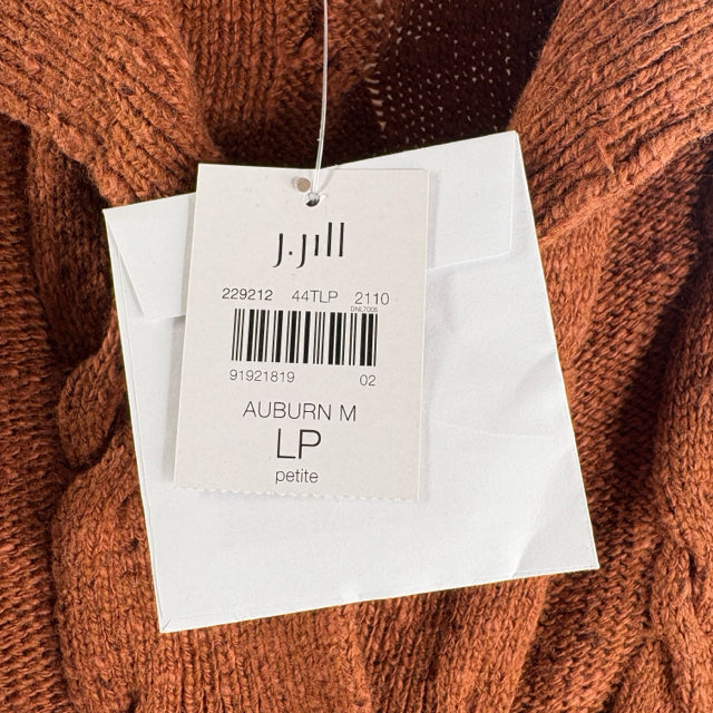 J JILL Size PETITE LARGE Brown Cable Long Sleeve Button Front NWT SWEATER