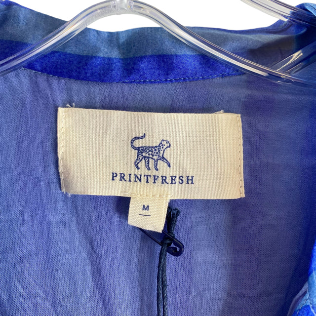 PRINTFRESH Size MEDIUM Blue Stripe Long Sleeve Cotton DRESS
