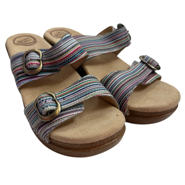 DANSKO Size 41 Tan/Multi Wedge Heel Stripe NWOT SHOE