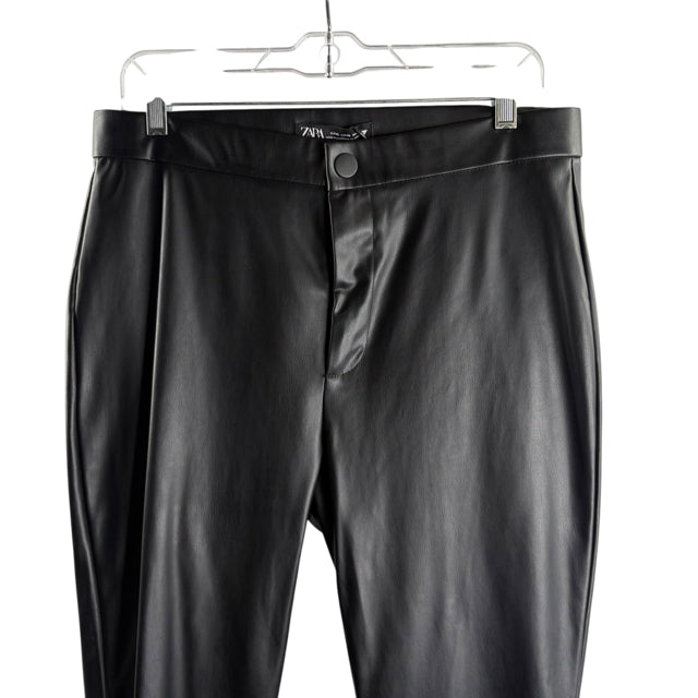 ZARA Size X-LARGE Black Vegan Leather NWT PANTS