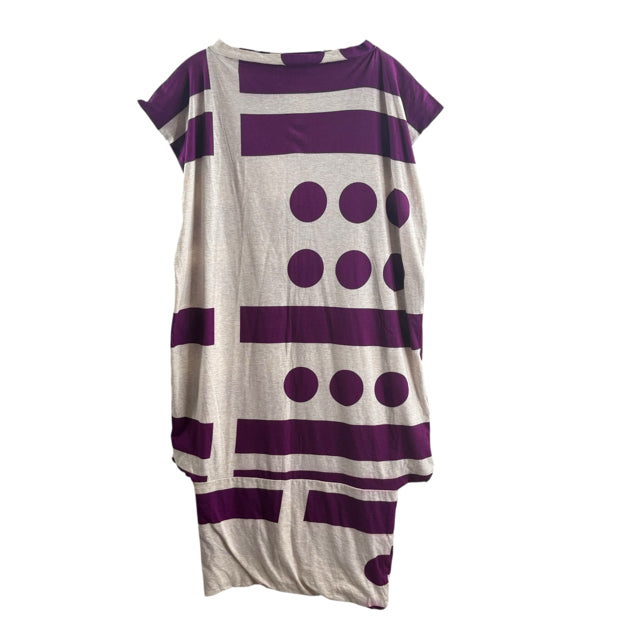 VIVIENNE WESTWOOD Size MEDIUM Cream/Purple Polka Dots Short Sleeve Cotton DRESS