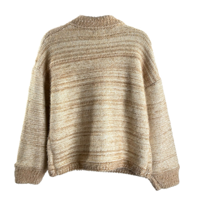 SAGE THE LABEL Size MED Tan/Cream Long Sleeve Cardigan SWEATER
