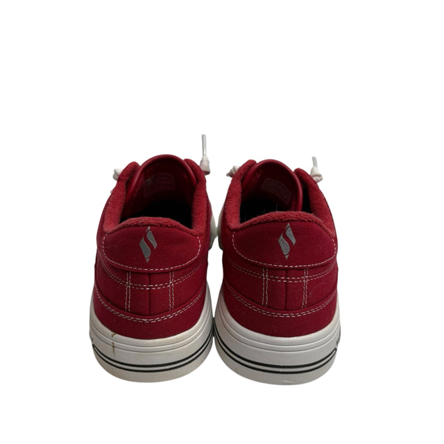 SKECHERS Size 9 1/2 Red/White Sneaker Canvas SHOE