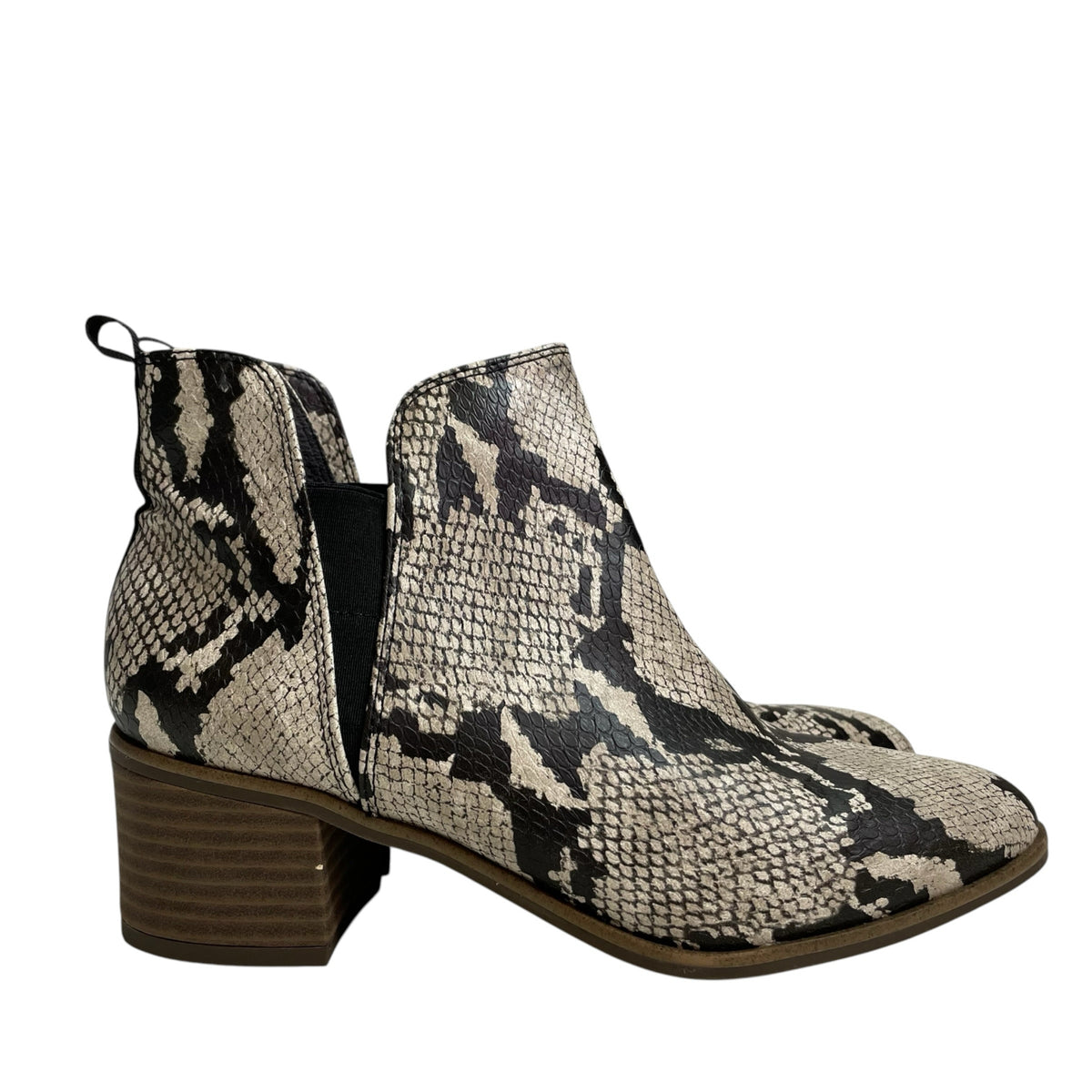 DR SCHOLL Size 9 Cream/Black Ankle Snake Look BOOT