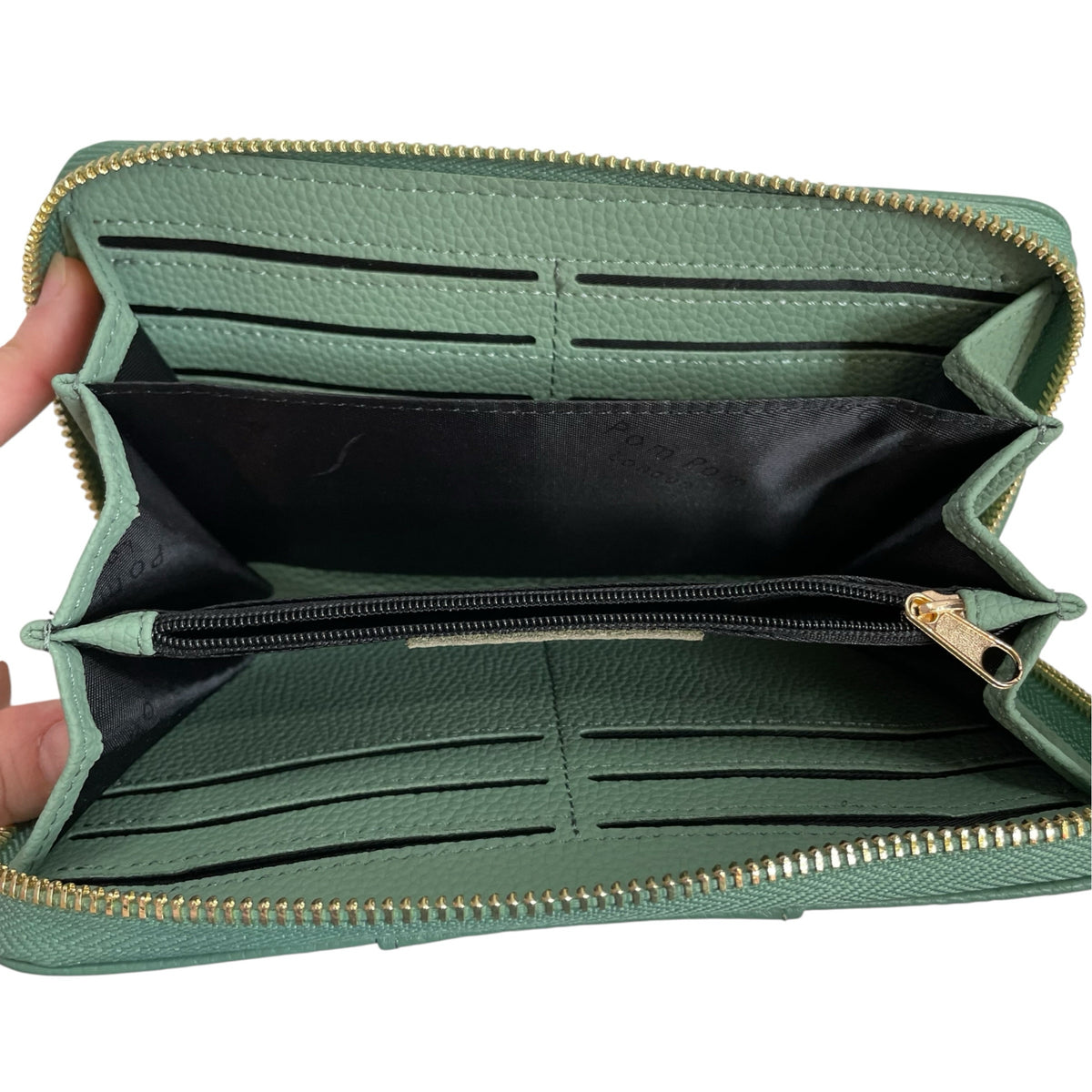 POM POM LONDON Light Green Leather NWOT WALLET