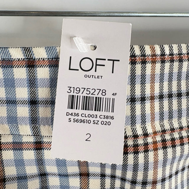 LOFT Size 2 Cream/Multi Plaid Mini NWT SKIRT