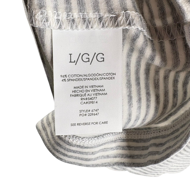CABI Size LARGE Gray/White Stripe Sleeveless NWT TOP