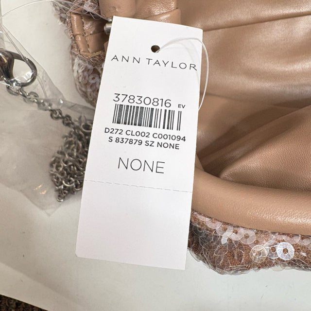 ANN TAYLOR Beige Sequin Clutch with Chain NWT EVENING BAG