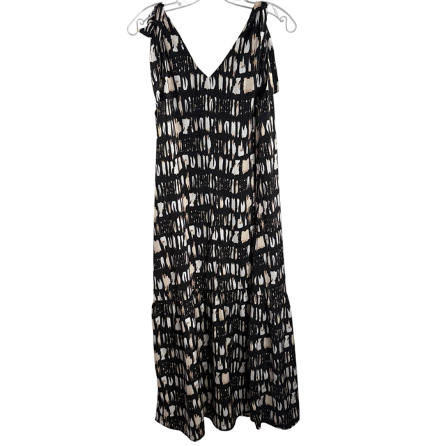 BANANA REPUBLIC Size MEDIUM Black/Brown/Gold Print Sleeveless DRESS