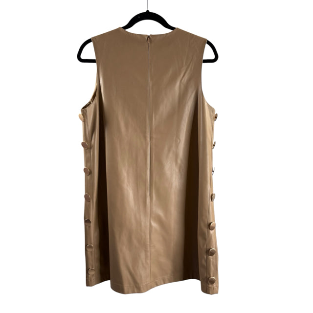 HYACINTH HOUSE Size MEDIUM Tan Sleeveless Faux Leather DRESS