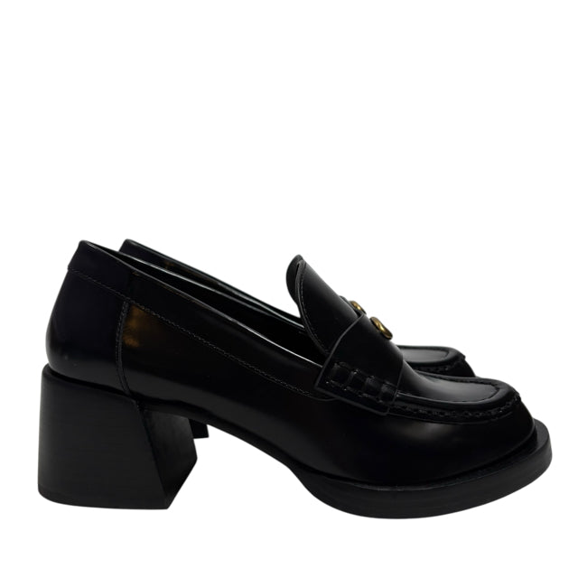 COACH Size 5 1/2 Black High Loafer Leather SHOE