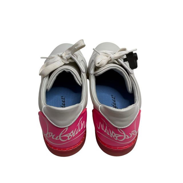 LOUBOUTIN Size 40 White/Pink Sneaker NEW - BOX SHOE