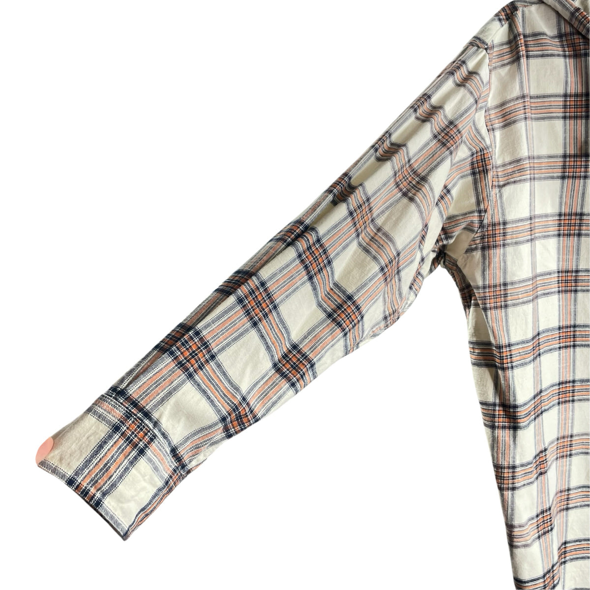 DIESEL Size 46 Cream/Multi Plaid Long Sleeve Hoodie TOP