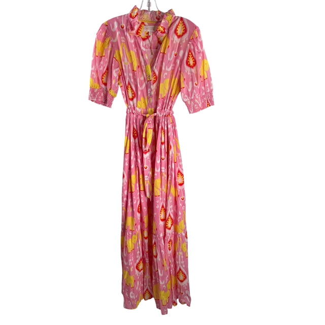 SHERIDAN FRENCH Size MED Pink/Yellow Print Short Sleeve DRESS