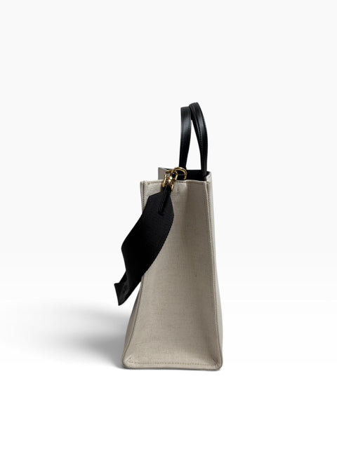 GIVENCHY Cream/Black Logo Canvas Like New! TOTE