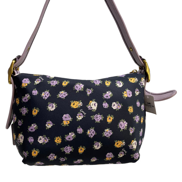 COACH Black Purple Floral Shoulder NWT PURSE