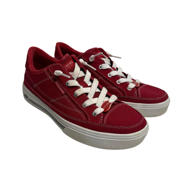 SKECHERS Size 9 1/2 Red/White Sneaker Canvas SHOE
