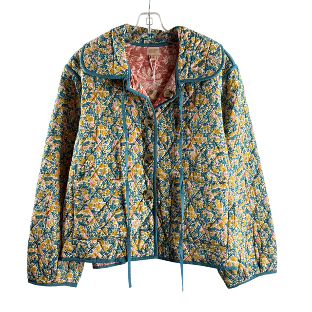 SUNSHINE TIENDA Size MEDIUM Teal/Yellow Floral Reversible NWT JACKET
