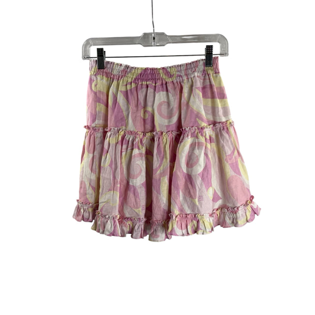 HILL HOUSE Size MED Pink/Yellow Print SKIRT