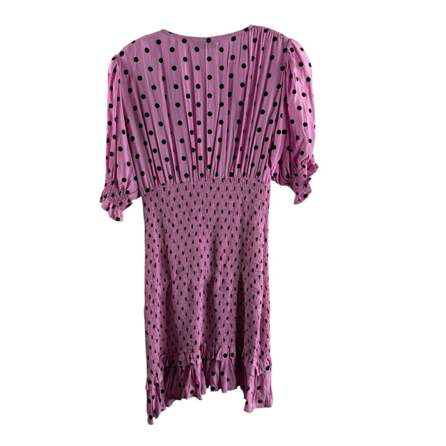 FAITHFULL THE BRAND Size 4 Pink/Black Polka Dots Short Sleeve Rayon DRESS