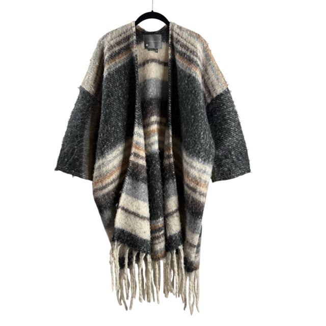 ANTHROPOLOGIE Size ONE SIZE Neutrals Stripe Fringed COAT