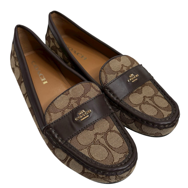 COACH Size 8 Brown/Tan Loafer Monogram SHOE