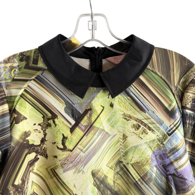TED BAKER Size TED BAKER SIZE 3 Green/Multi Print 3/4 Sleeve DRESS