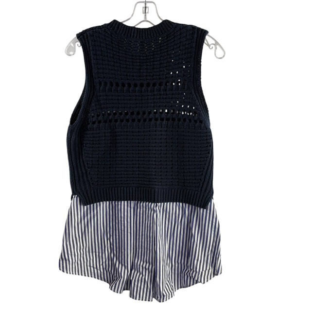 VERONICA BEARD Size MEDIUM Blue Sleeveless 2-PC LOOK Cotton Blend SWEATER
