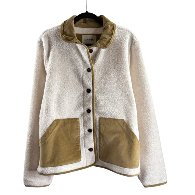 ORVIS Size LARGE Cream/Brown FLEECE