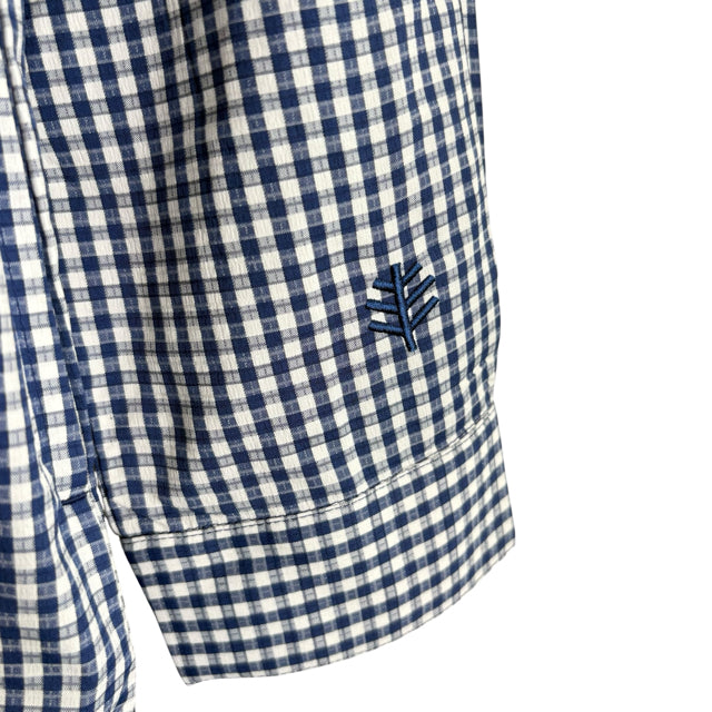 COOLIBAR Size MEDIUM Blue/White Check Long Sleeve Hood Polyester BLOUSE