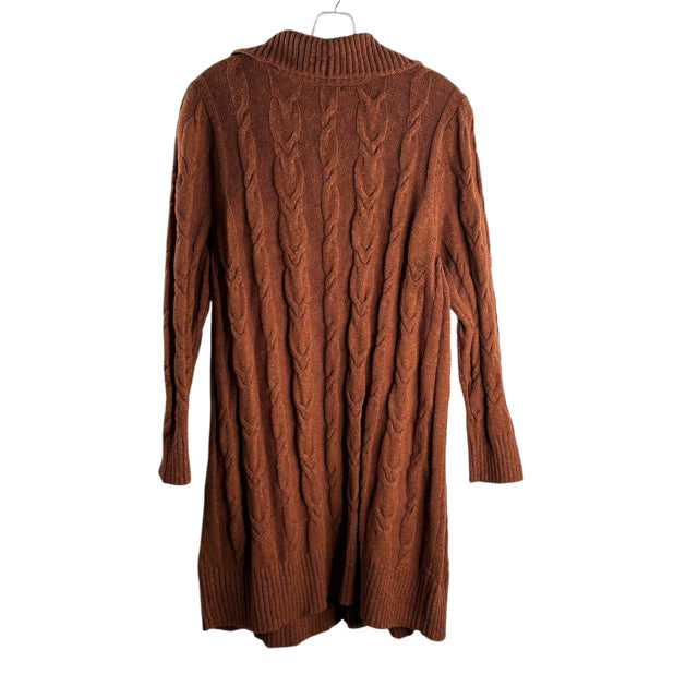 J JILL Size PETITE LARGE Brown Cable Long Sleeve Button Front NWT SWEATER