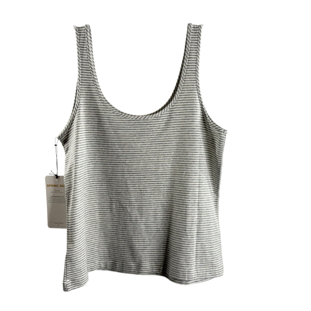 CABI Size LARGE Gray/White Stripe Sleeveless NWT TOP