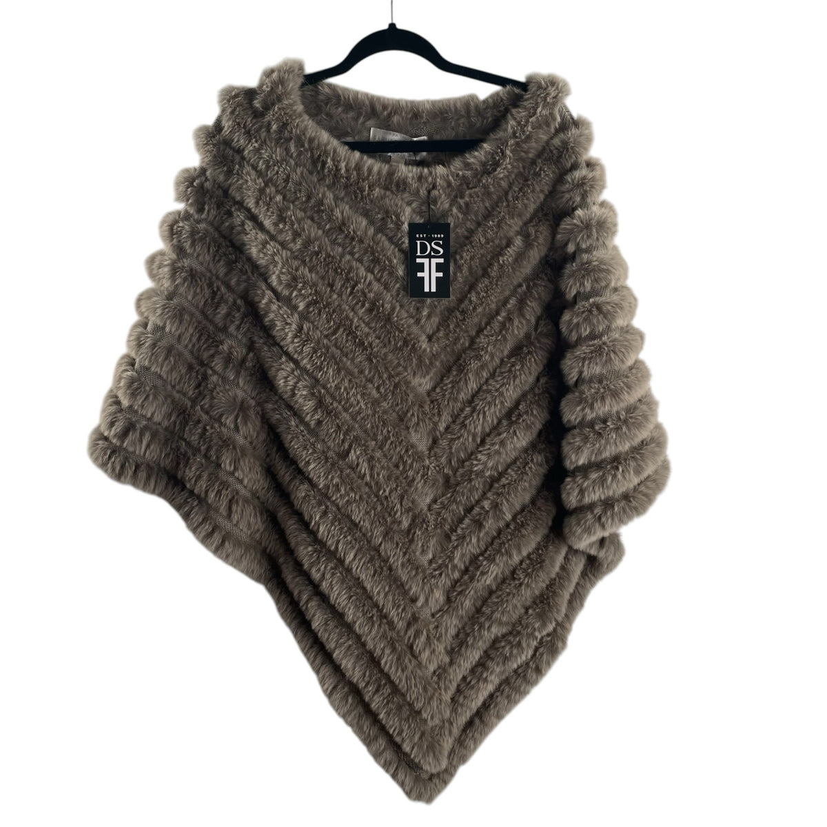 DONNA SALYER Gray Faux Fur NWT PONCHO
