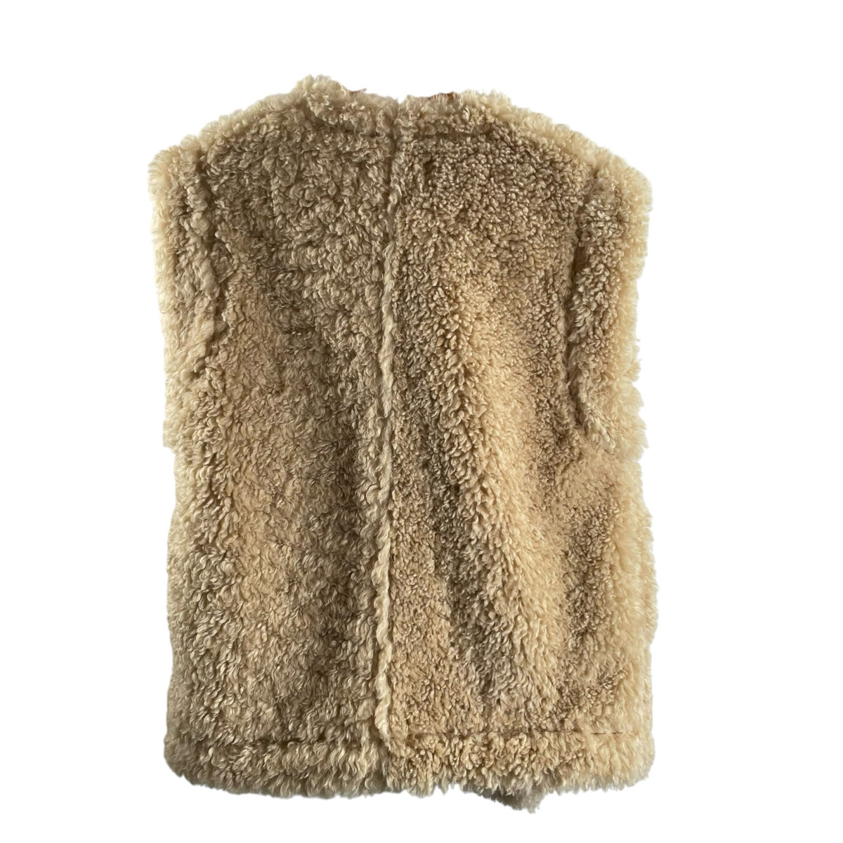 FREE PEOPLE Size X-SMALL Cream/Brown Curly Fur Faux Fur VEST (OUTER)