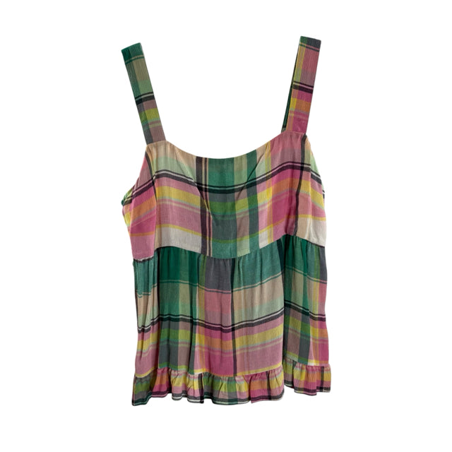 LOFT Size 10 PET Multi Plaid Strappy NWT BLOUSE