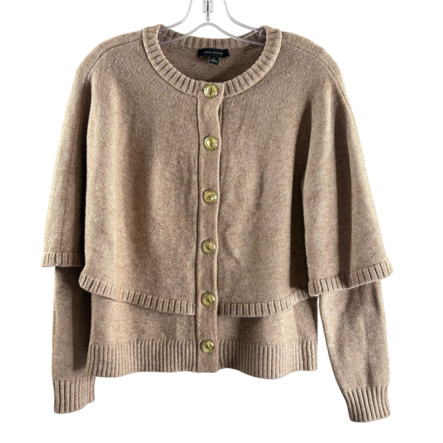 ANN TAYLOR Size PETITE MEDIUM Beige Long Sleeve Button Front SWEATER