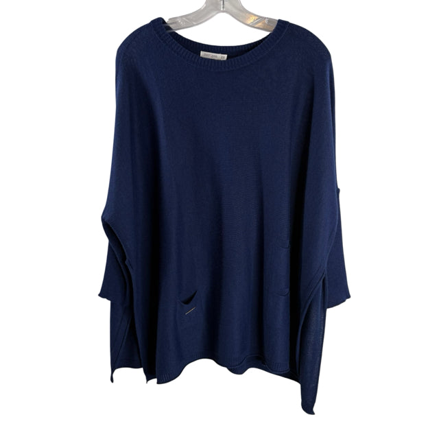 MER SEA Size ONE SIZE Dark Blue Pocket Detail 3/4 Sleeve Acrylic Blend SWEATER