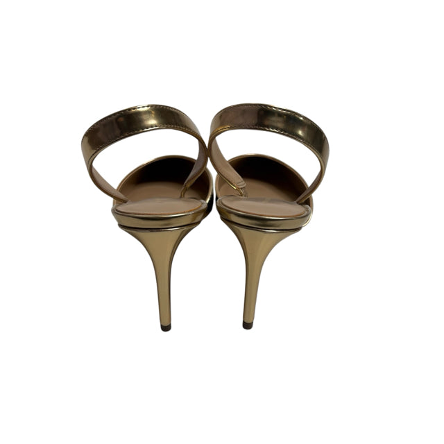 ANN T Size 9 1/2 Gold Sling Metallic SHOE