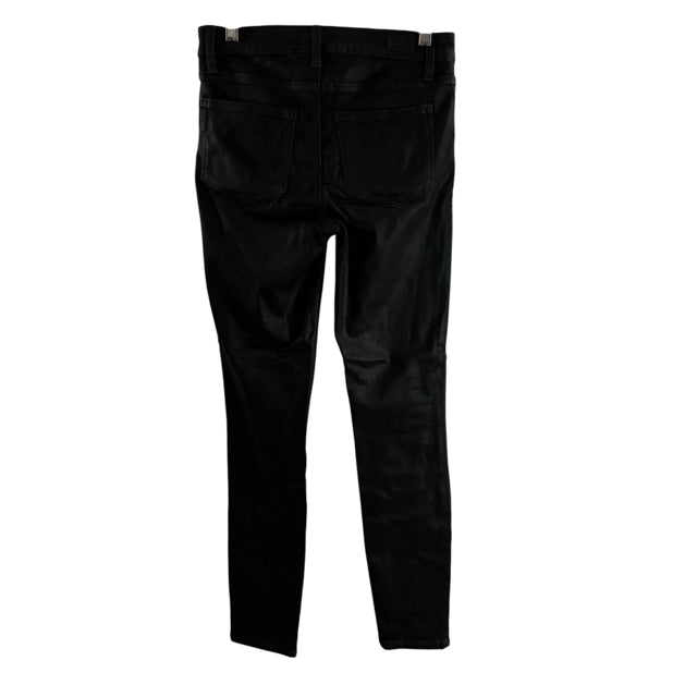 PAIGE Size 27 Black Coated Denim PANTS